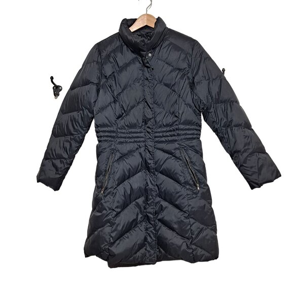 Talbots Coat Woman Down Puffer Black Long Minimalist Classic Jacket Quiet Luxury - Picture 1 of 9